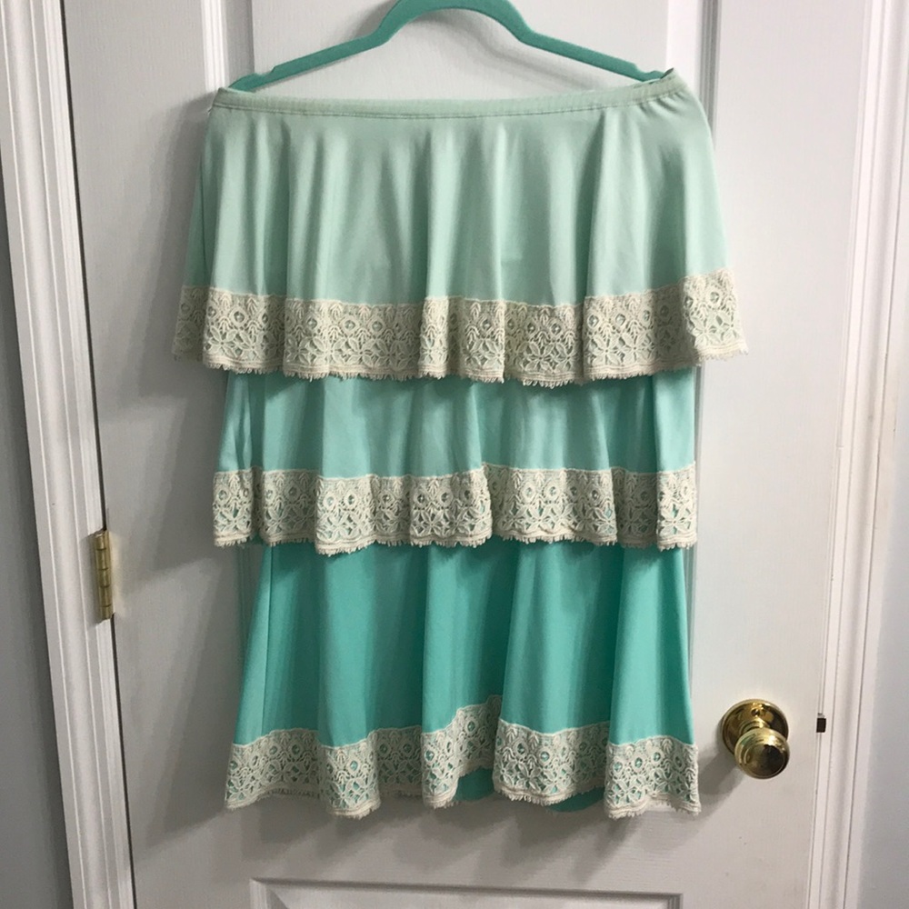 Strapless Judith March dress.